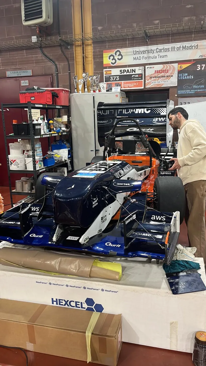 The Formula Student car in the team garage.