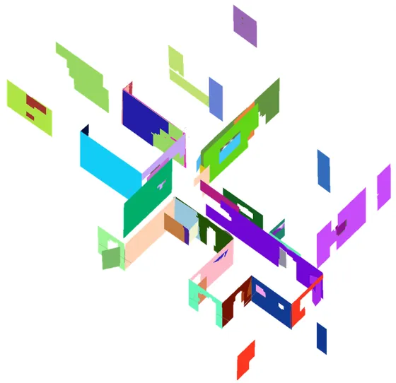 The second environment reconstructed by PolyWall: clean bounded planes, one per wall.