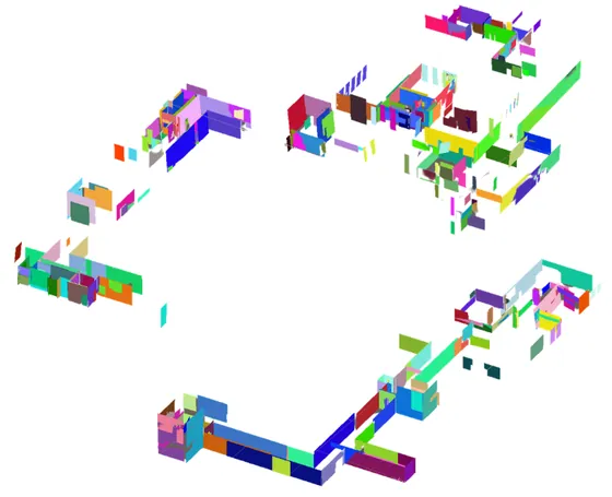 The third environment reconstructed by PolyWall: clean bounded planes, one per wall.