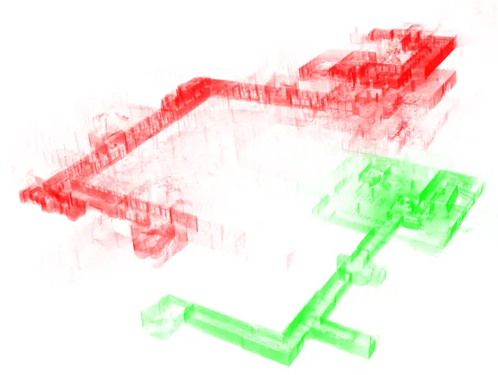The third environment as a raw LiDAR point cloud.